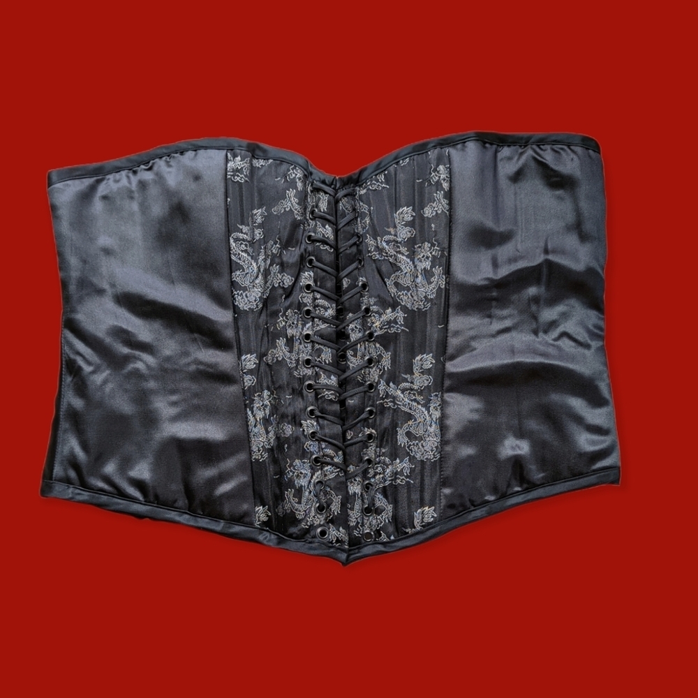 Baroque Dragon‎ Satin Lace-up Overbust  Steel Boned Corset